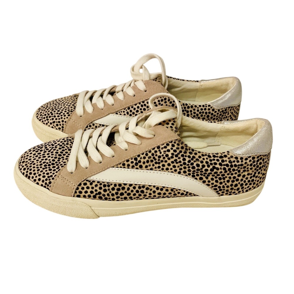 Madewell Women Leopard Print Low Top Sneakers Tan‎ Black White Tan Lace Up  6